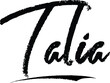 Talia Female name Modern Brush Calligraphy on White Background
