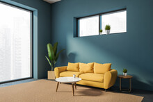 Modern Blue Living Room Corner With Sofa