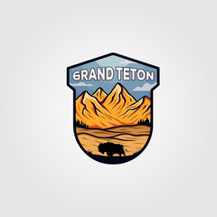 Wall Mural - grand teton national park vintage logo illustration design