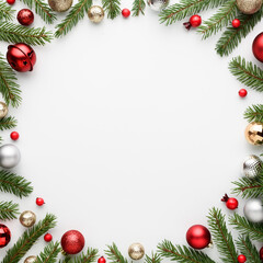 christmas card with round frame on white background