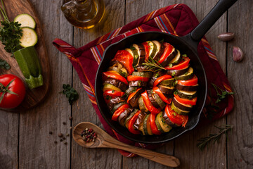 Cooked vegetable ratatouille, traditional french vegetable dish