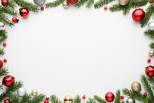 White Christmas Background With Oval Frame
