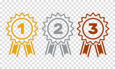 1st 2nd 3rd place awards, flat outline vector set