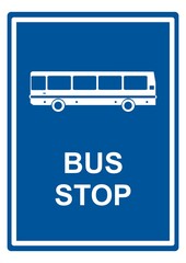 Wall Mural - bus stop, white silhouette at blue frame, vector icon