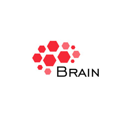 Poster - Brain abstract icon. Hexagonal shapes, geometric brain hemisphere. SImple flat abstract logo template. Modern emblem idea. Logotype concept design for business. Isolated vector illustration