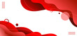 © rarinlada - Banner web template red fluid or liquid shape with geometric elements on white background