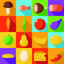 Stock Vector Fructs And Vegetables Icon Set