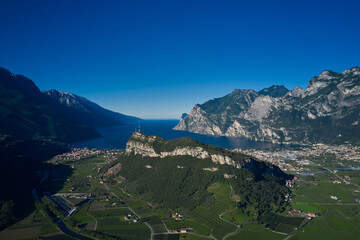 Canvas Print - View of the beautiful Lake Garda .Riva del Garda town and Garda lake in the summer time Italy.