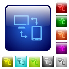 Wall Mural - Syncronize mobile with computer color square buttons