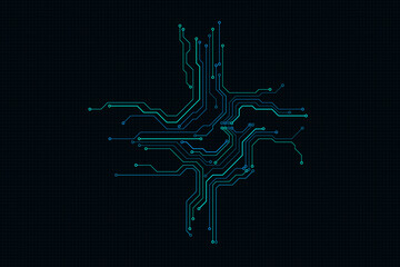 Aufkleber - Circuit Board Modern Color Theme Digital Technology Vector Background. PCB Trace Scheme Data System Illustration Abstract Design.