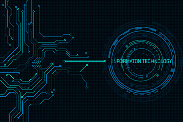 Fototapete - Circuit Board Modern Color Theme Digital Technology Vector Background. PCB Trace Scheme Data System Illustration Abstract Design.