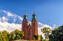 Landscape View Of Royal Gniezno Cathedral. Cathedral Basilica Of The Assumption Of The Blessed Virgin Mary And St. Adalbert Poland