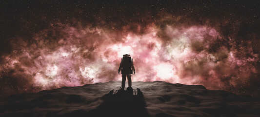 Wall Mural - astronaut doing space walk. mars exploration.