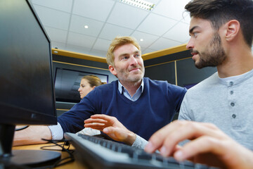 companys employees work in the office