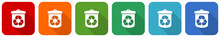 Recycle Icon Set, Flat Design Vector Illustration In 6 Colors Options For Webdesign And Mobile Applications