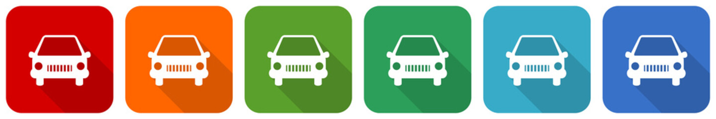 Poster - Car icon set, flat design vector illustration in 6 colors options for webdesign and mobile applications