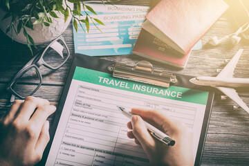 Travel insurance safe background.