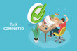3D Isometric Flat Vector Conceptual Illustration of Well Done Job, Successfuly Completed task.