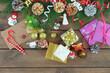 © vizafoto - Merry Christmas, postcard with gifts and Christmas decorations.