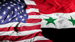 © Darryl - US - Syria Combined Flag | United States and Syria Relations Concept | American - Syrian Relationship Cover Background - Trade, Asylum, Partnership, Conflict, Tensions, Negotiations - Illustration