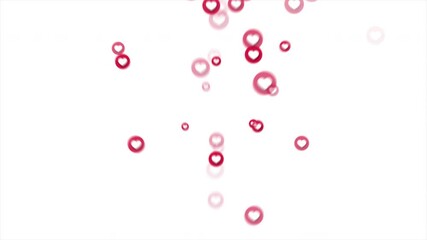 Poster - Loopable animation slowly moving up pink like icons hearts on transparent background with alpha channel.