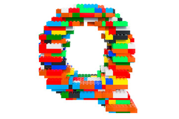 Poster - Letter Q from colorful building toy blocks, 3D rendering