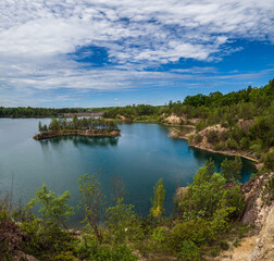 Naklejka na meble Summer Basalt Pillars Geological Reserve and Basaltove lake, Kostopil district of Rivne region, Ukraine.