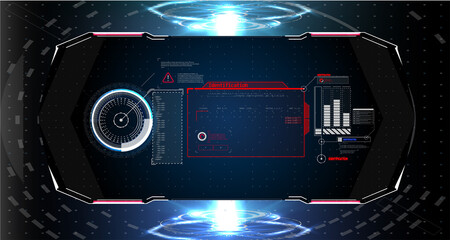 Aufkleber - Futuristic circle vector HUD, GUI, UI interface screen design. Abstract style on blue background. Abstract vector background. Abstract technology communication design innovation concept background.