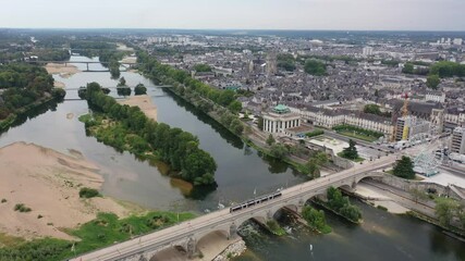 Wall Mural - Top view of the city Tours and cathedral of Saint Gatien in Western France