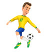 © 3Dmask - 3d soccer player yellow jersey backheel control