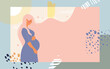 A poster with a pregnant woman. Modern collage on an abstract background. Bright conceptual flat illustration about motherhood and pregnancy. Website template, web page and landing page design with