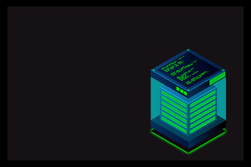 Fototapete - Isometric Digital Technology Web Banner. BIG DATA Machine Learning Algorithms. Analysis and Information. Big Data Access Storage Distribution Information Management and Analysis. Vector illustration