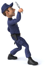 Fun 3D illustration of a cartoon Police Officer