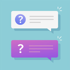 Fototapete - Question notice notification box vector set, request chat bubble speech flat cartoon, problem ask help text message sign concept, support faq information idea