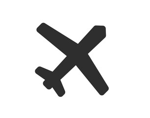 Poster - Plane airplane icon vector shape black and white symbol, jet silhouette monochrome flat airport pictogram isolated