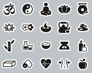 Canvas Print - Yoga Exercise & Yoga Lifestyle Icons Black & White Sticker Set Big