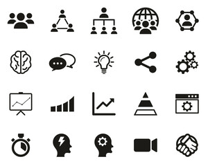 Canvas Print - Work Productivity Icons Black & White Set Big