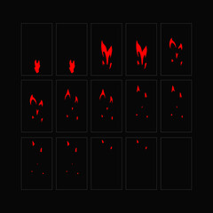 Wall Mural - Fire sparks animation. Flame effect sprites sheet for games, video, animation. Colorful cartoon sparks animation. 