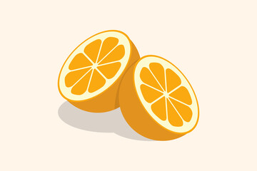 orange cut in to two piece design vector illustrator