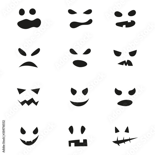 Fotografía Set of Halloween scary masks. Vector spooky ghost faces.