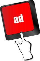 Poster - Marketing concept. computer keyboard with word Ad