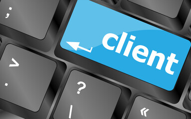 Poster - customers service concept. button on modern computer keyboard with word clients on it