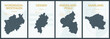 Vector posters with highly detailed silhouettes maps states of Germany - Nordrhein-Westfalen, Hessen, Rheinland-Pfalz, Saarland - set 3 of 4