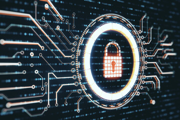 Aufkleber - Glowing padlock and circuit background.