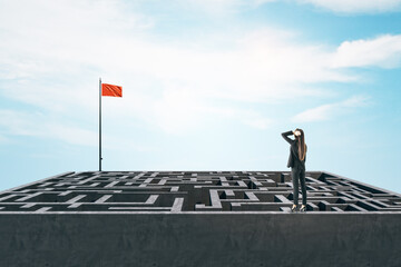Poster - Businesswoman standing on maze