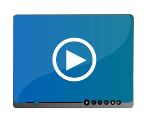 Poster - Media video player interface. Play web media player icon. Media video player isolated on white.