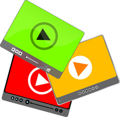 Poster - Media video player interface set. Play web media player icon. Media player set.