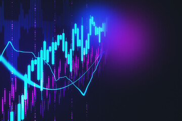 Creative glowing candlestick forex chart