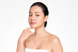 © kitthanes  - Beautiful young asian woman with clean fresh skin on white background, Face care, Facial treatment, Cosmetology, beauty and spa, Asian women portrait