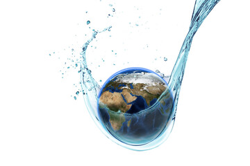 Sticker - Water splash with earth planet